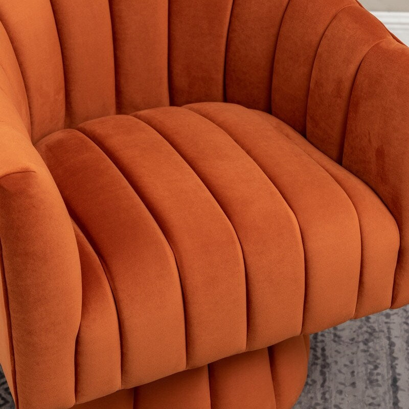 SEYNAR Modern Glam Velvet Upholstered Round 360 Degree Swivel Accent Barrel Chair Set of 2