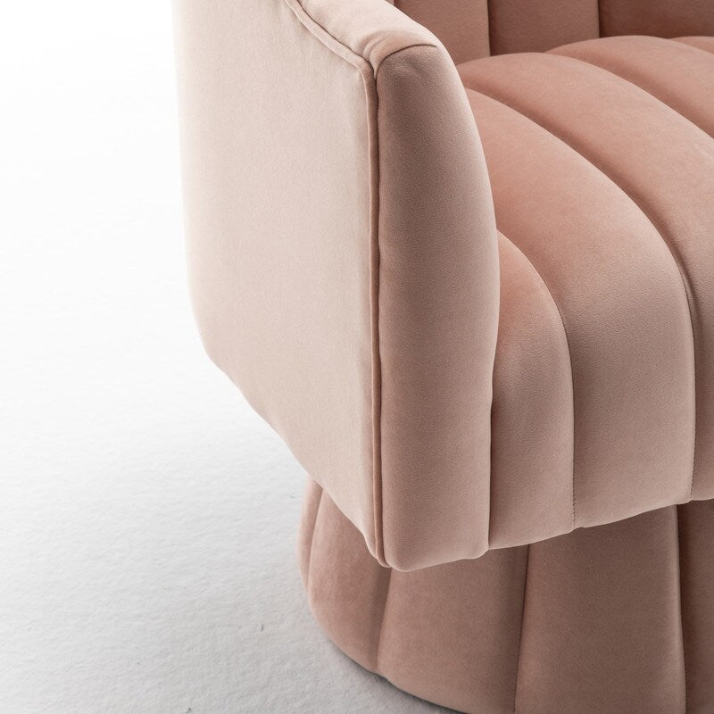 SEYNAR Modern Glam Velvet Upholstered Round 360 Degree Swivel Accent Barrel Chair Set of 2
