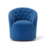SEYNAR Modern Velvet Upholstered 360 Degree Swivel Barrel Chair with Button Tufted Back