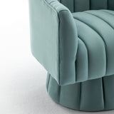 SEYNAR Modern Glam Velvet Upholstered Round Swivel Accent Arm Barrel Chair for Living Room
