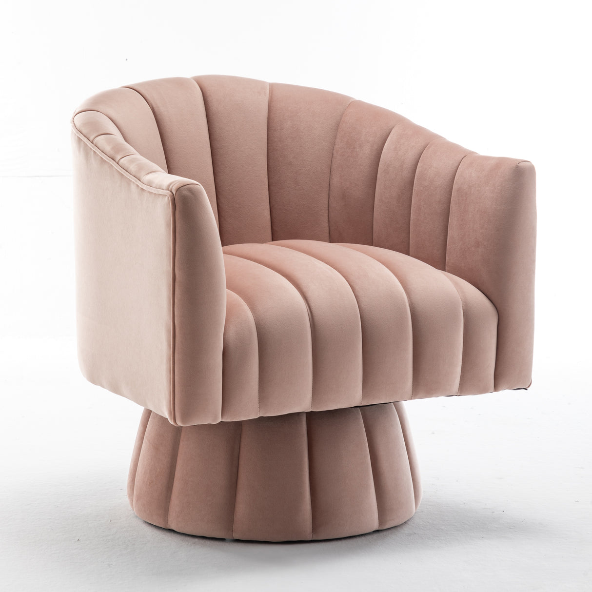 SEYNAR Modern Glam Velvet Upholstered Round Swivel Accent Arm Barrel Chair for Living Room