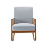 SEYNAR Modern PU Leather Rocking Chair with Rattan Arms
