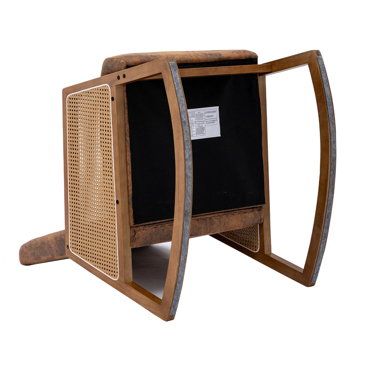 SEYNAR Modern PU Leather Rocking Chair with Rattan Arms