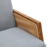 SEYNAR Modern PU Leather Rocking Chair with Rattan Arms