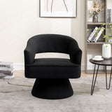 SEYNAR Modren Velvet Living Room Swivel Arm Barrel Chair with Tufted Back