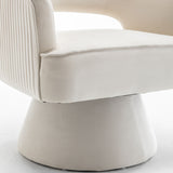 SEYNAR Modren Velvet Living Room Swivel Arm Barrel Chair with Tufted Back