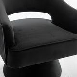 SEYNAR Modren Velvet Living Room Swivel Arm Barrel Chair with Tufted Back
