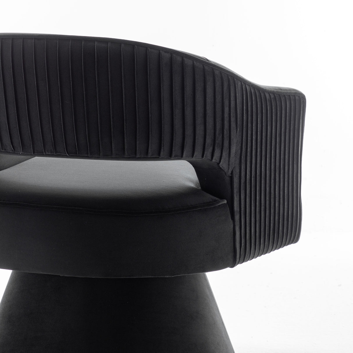SEYNAR Modren Velvet Living Room Swivel Arm Barrel Chair with Tufted Back
