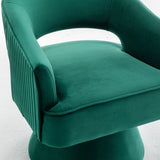 SEYNAR Modren Velvet Living Room Swivel Arm Barrel Chair with Tufted Back