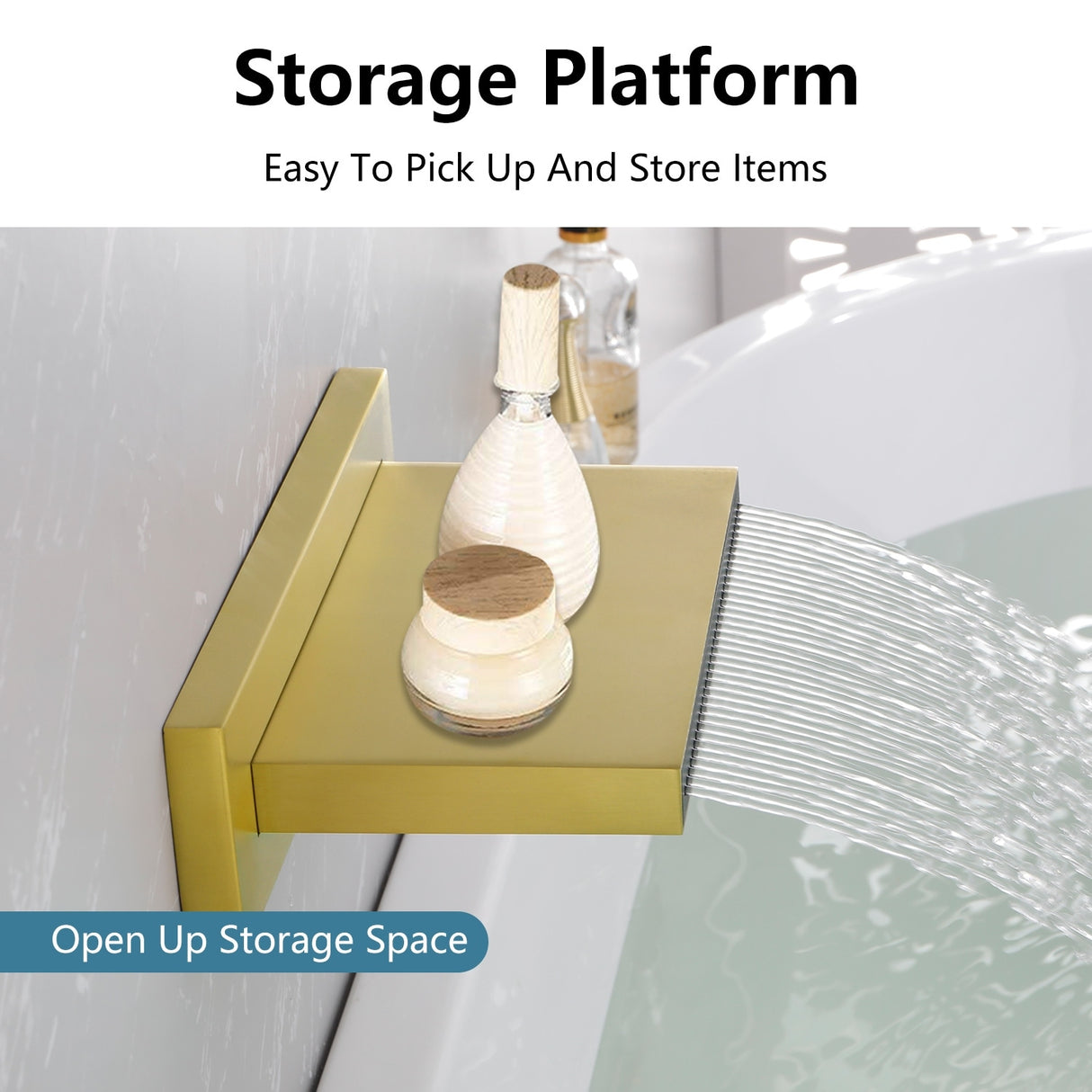 SHOWER Waterfall Waterfall Tub Faucet Wall Mount Tub Filler Spout For Bathroom sink Multiple Uses High Flow Bathtub - 7.7"x4.52"