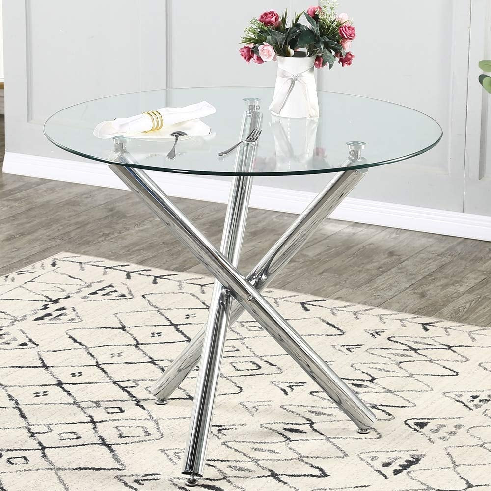 3 Pieces Dining Set Modern Dining Table and Chairs(WHITE)