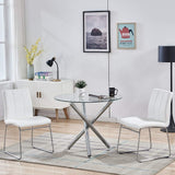 3 Pieces Dining Set Modern Dining Table and Chairs(WHITE)