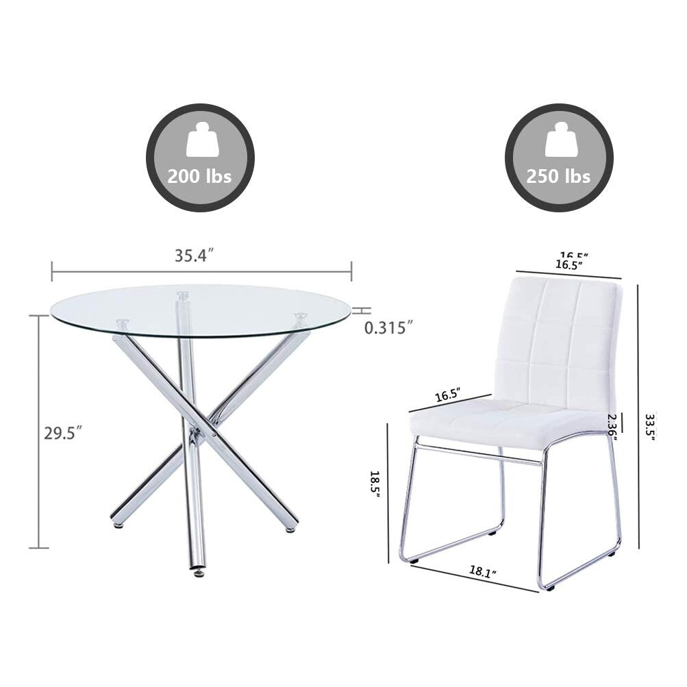 3 Pieces Dining Set Modern Dining Table and Chairs(WHITE)