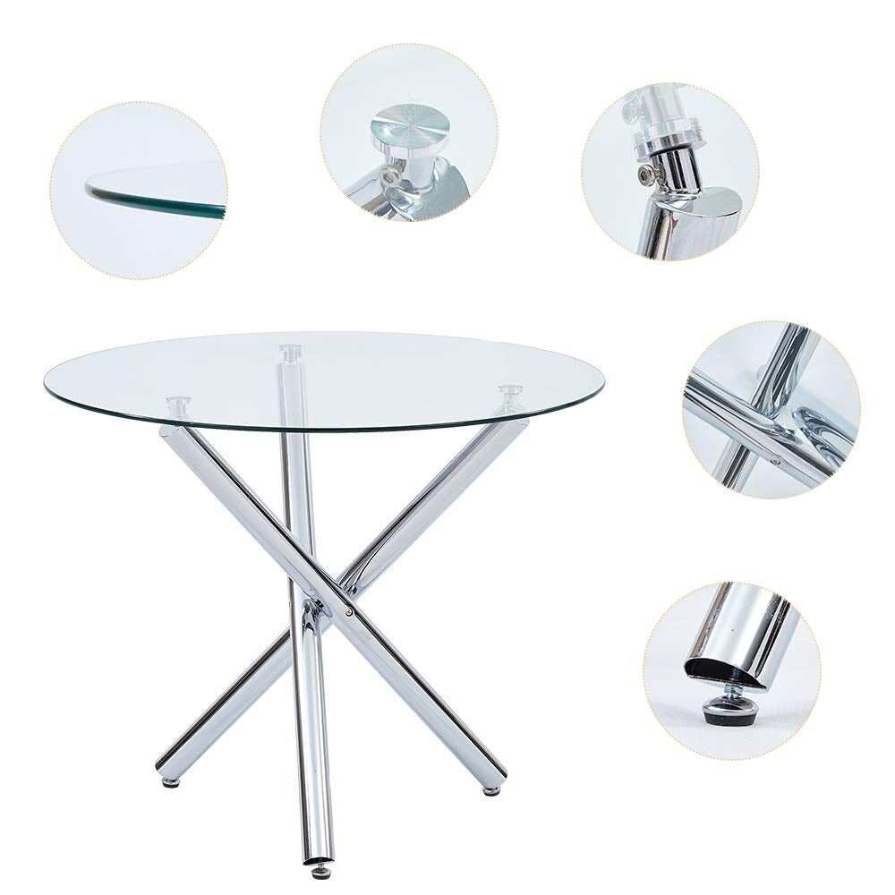 3 Pieces Dining Set Modern Dining Table and Chairs(WHITE)