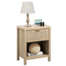 SICOTAS Farmhouse Rattan Nightstand with Drawer and Storage Shelf
