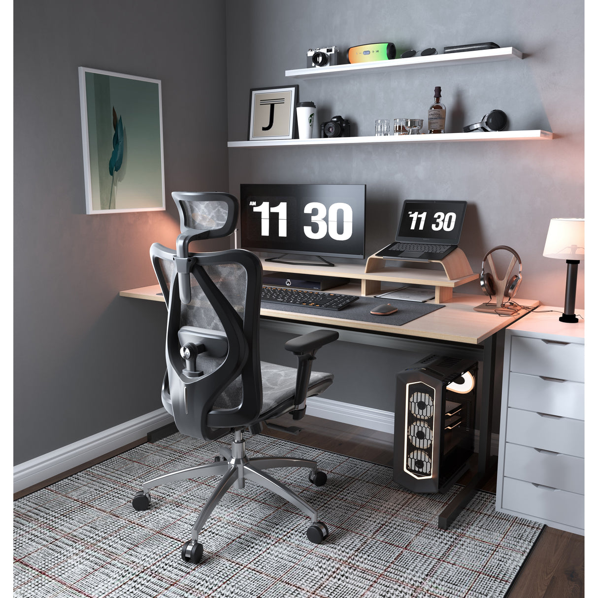 SIHOO Ergonomic Office Chair Mesh High Back Desk Chair Computer Chair,300lb, Black - 64*70*123