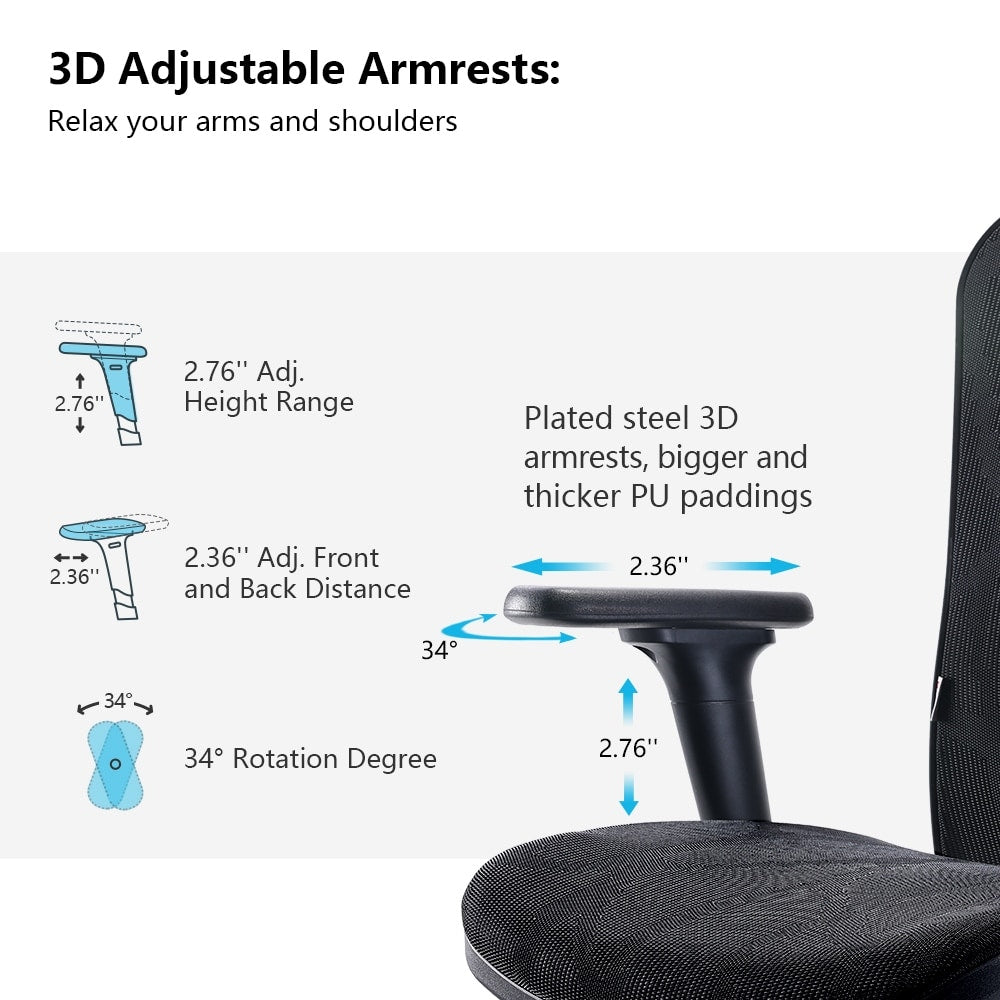 SIHOO Ergonomic Office Chair Mesh High Back Desk Chair Computer Chair,300lb, Black - 64*70*123