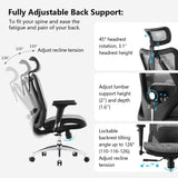 SIHOO Ergonomic Office Chair Mesh High Back Desk Chair Computer Chair,300lb, Black - 64*70*123
