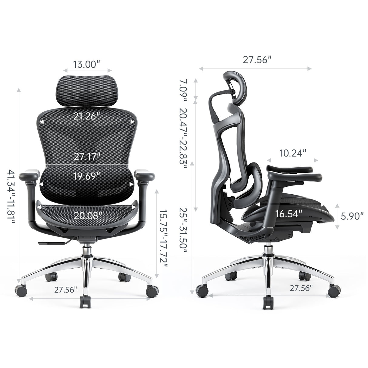 SIHOO Ergonomic Ofiice Chair Doro-C300, Auto-Adaptive Lumbar Support, and 3D Linkage Armrests, Black - 78*70*125