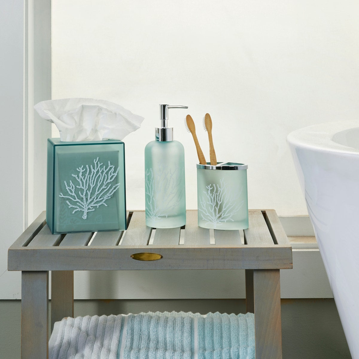 SKL Home Coral Reef Soap/Lotion Dispenser - Blue - 8.06x2.77x2.77