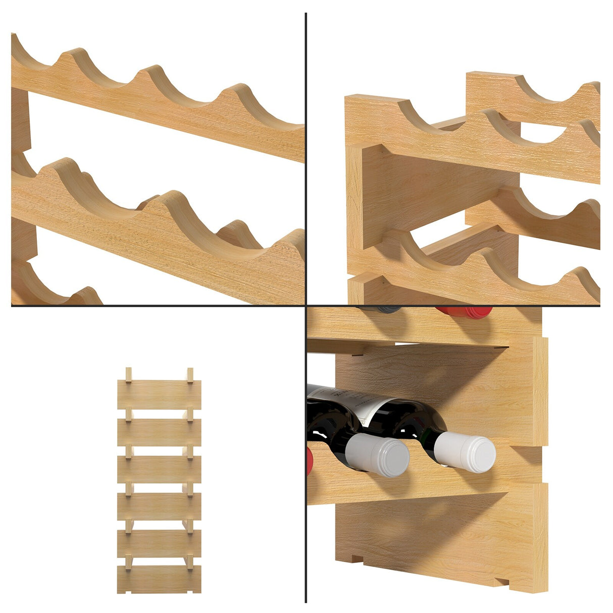 Solid Wood Floor Wine Rack in Natural Wood