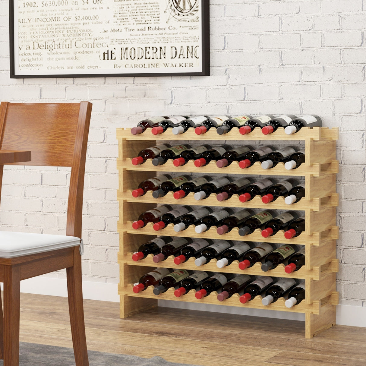 Solid Wood Floor Wine Rack in Natural Wood