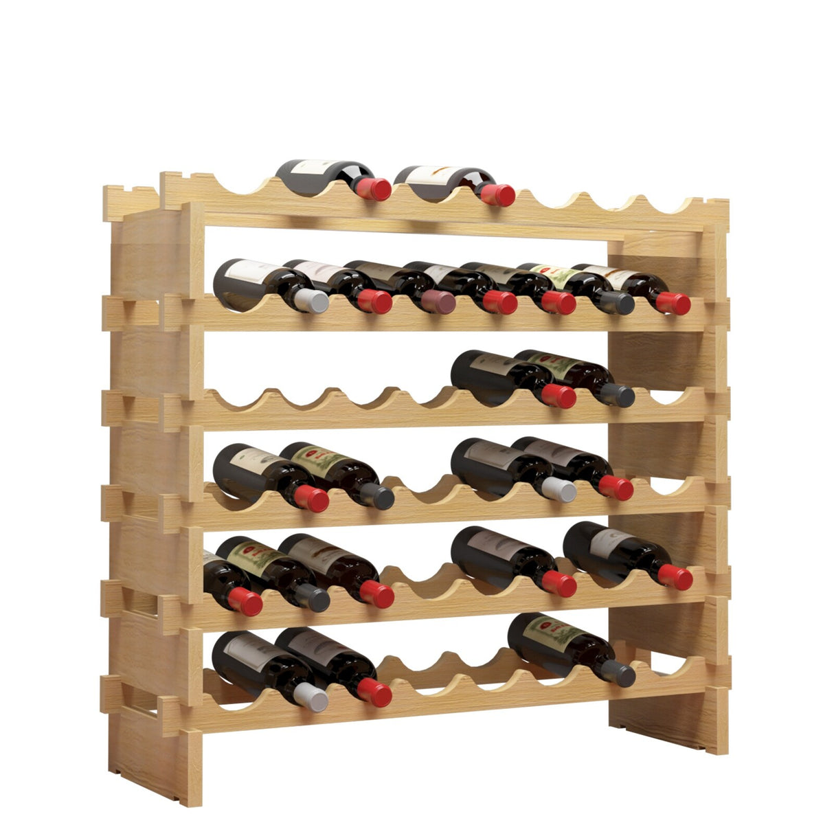 Solid Wood Floor Wine Rack in Natural Wood