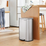 SONGMICS 13 Gallon Trash Can, Stainless Steel Garbage Can, Silver