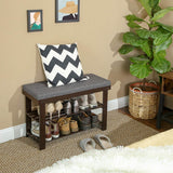 SONGMICS Bamboo Shoe Bench, 2-Tier Shoe Rack, Stable Shoe Organizer for Entryway, Living Room