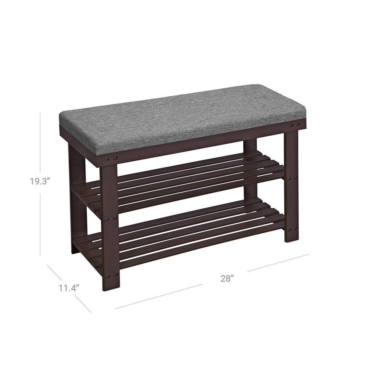 SONGMICS Bamboo Shoe Bench, 2-Tier Shoe Rack, Stable Shoe Organizer for Entryway, Living Room