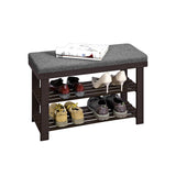SONGMICS Bamboo Shoe Bench, 2-Tier Shoe Rack, Stable Shoe Organizer for Entryway, Living Room