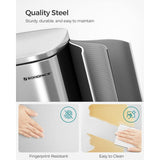 SONGMICS 13 Gallon Trash Can, Stainless Steel Garbage Can, Silver