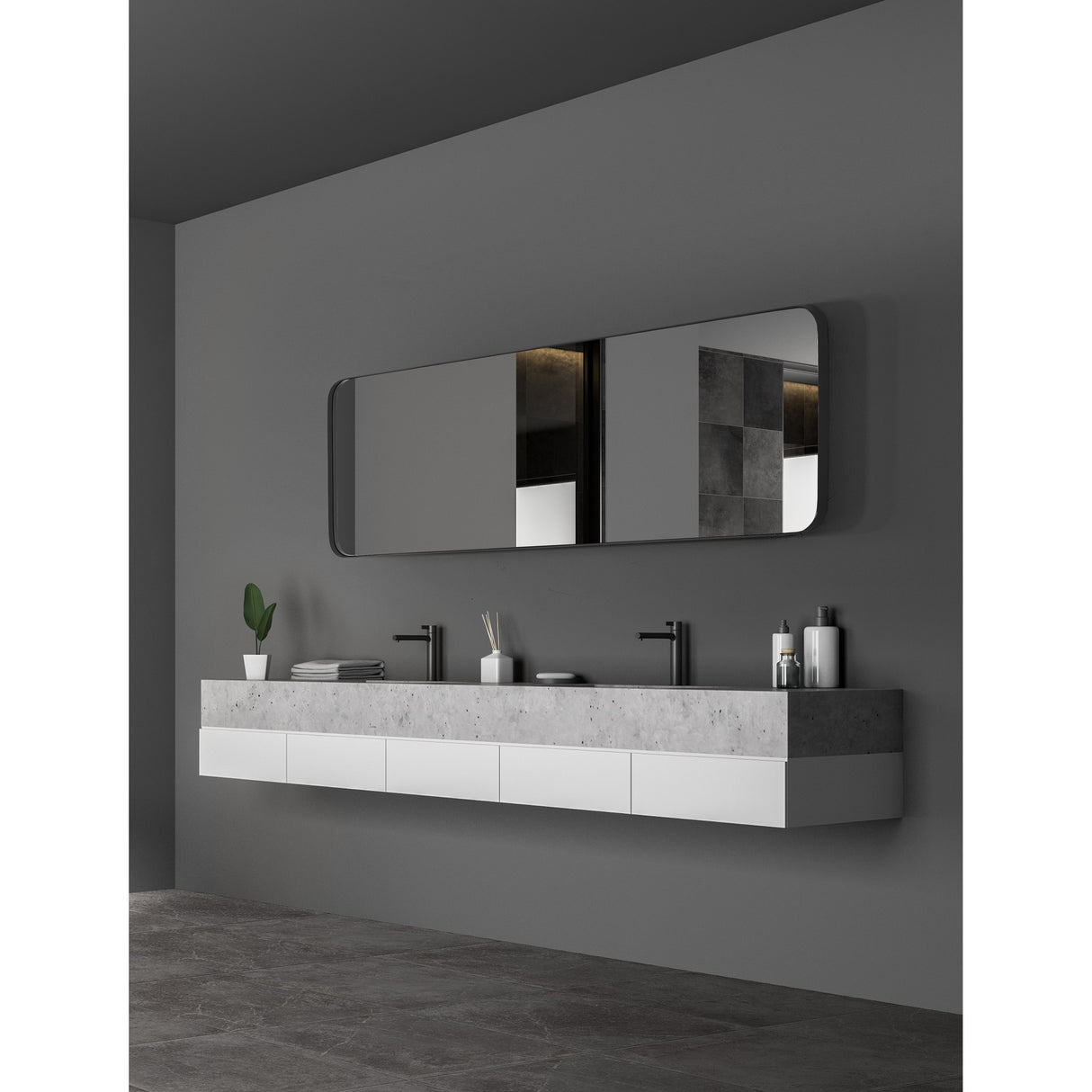 SPACE-IN Large Black Wall and Floor Mirror 65 X 22 Inches