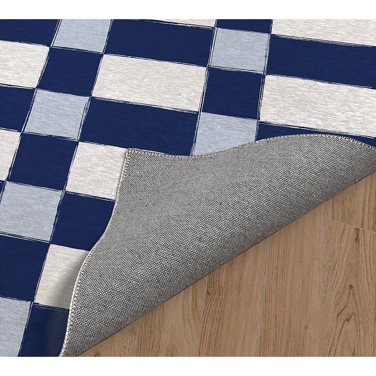 SPRING BLOCKS NAVY Kitchen Mat By Kavka Designs
