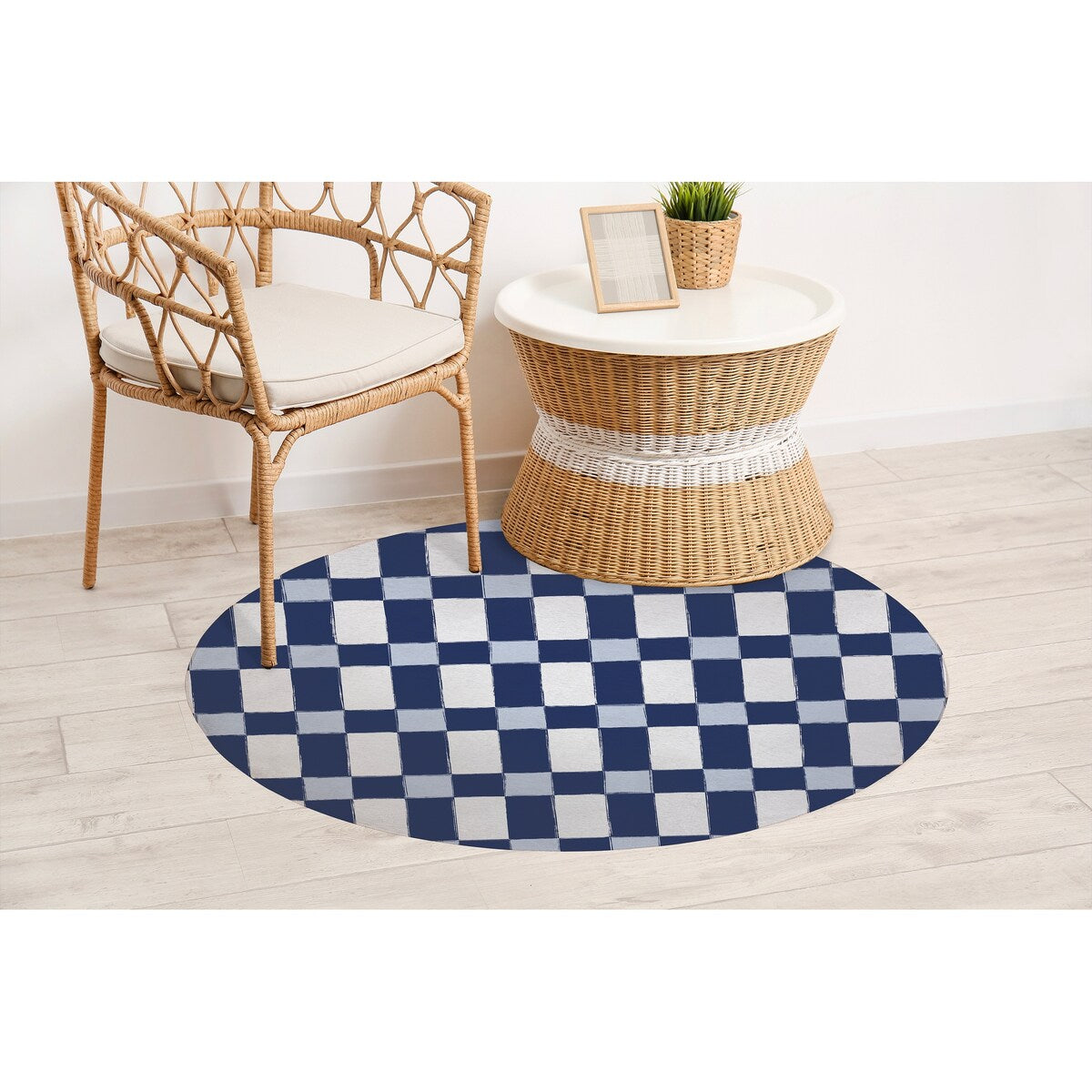 SPRING BLOCKS NAVY Kitchen Mat By Kavka Designs