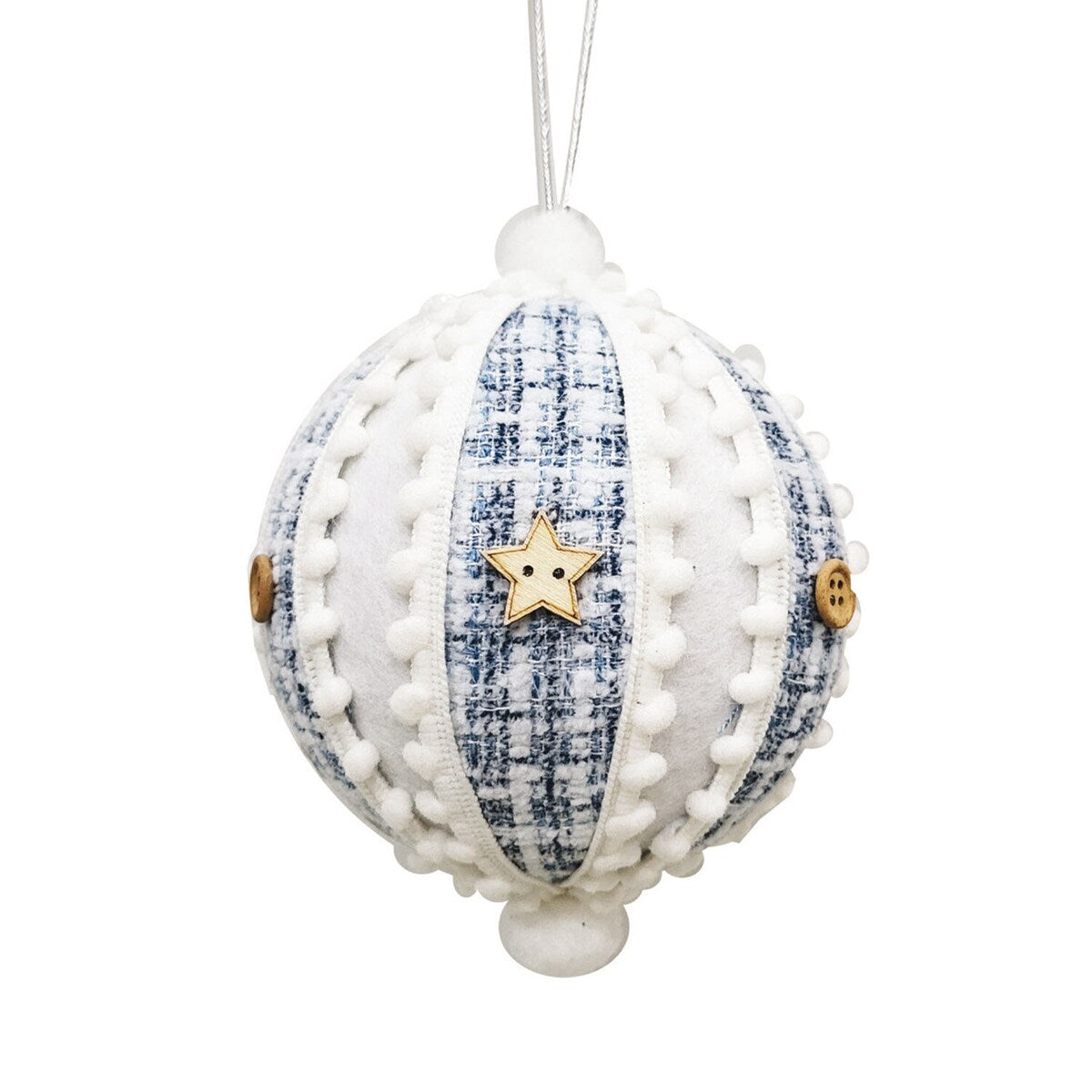 STP Goods 4" Blue and White Fabric Christmas Tree Ornament
