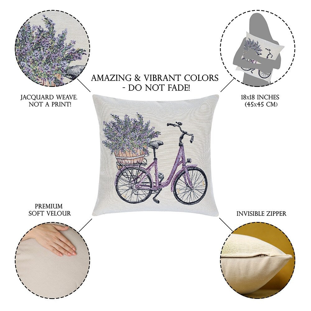 STP Goods Bike and Lavender Decorative Tapestry Throw Pillow