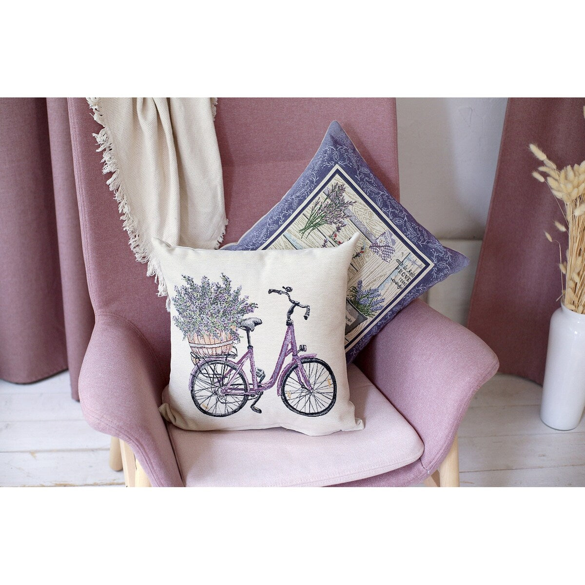 STP Goods Bike and Lavender Decorative Tapestry Throw Pillow