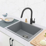 STYLISH Dual Mount 22" Single Bowl Composite Granite Kitchen Sink - 22" x 17.5" x 8.25"
