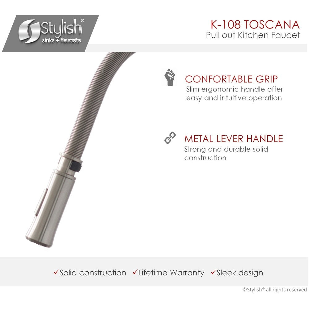 STYLISH Kitchen Faucet,One Handle,Brushed Nickel, Pull down, K108B - 19" x 7,12"
