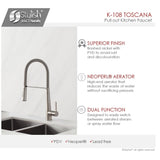 STYLISH Kitchen Faucet,One Handle,Brushed Nickel, Pull down, K108B - 19" x 7,12"