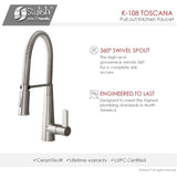 STYLISH Kitchen Faucet,One Handle,Brushed Nickel, Pull down, K108B - 19" x 7,12"