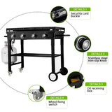 SUGIFT 4 Burner Flat Top Propane Gas Grill in Black