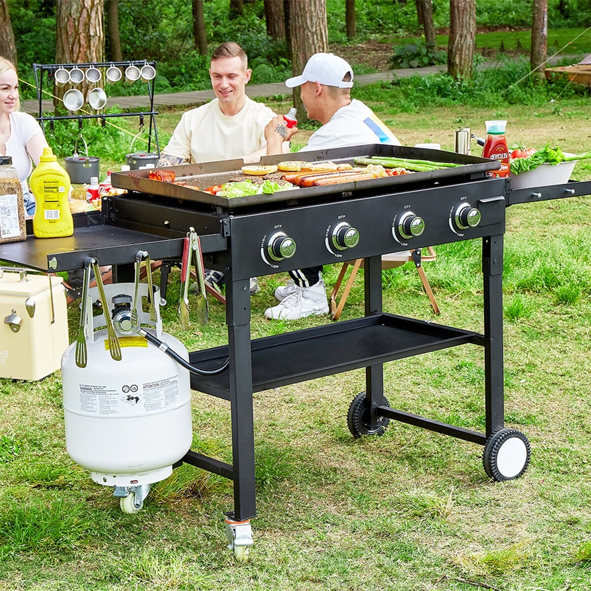 SUGIFT 4 Burner Flat Top Propane Gas Grill in Black