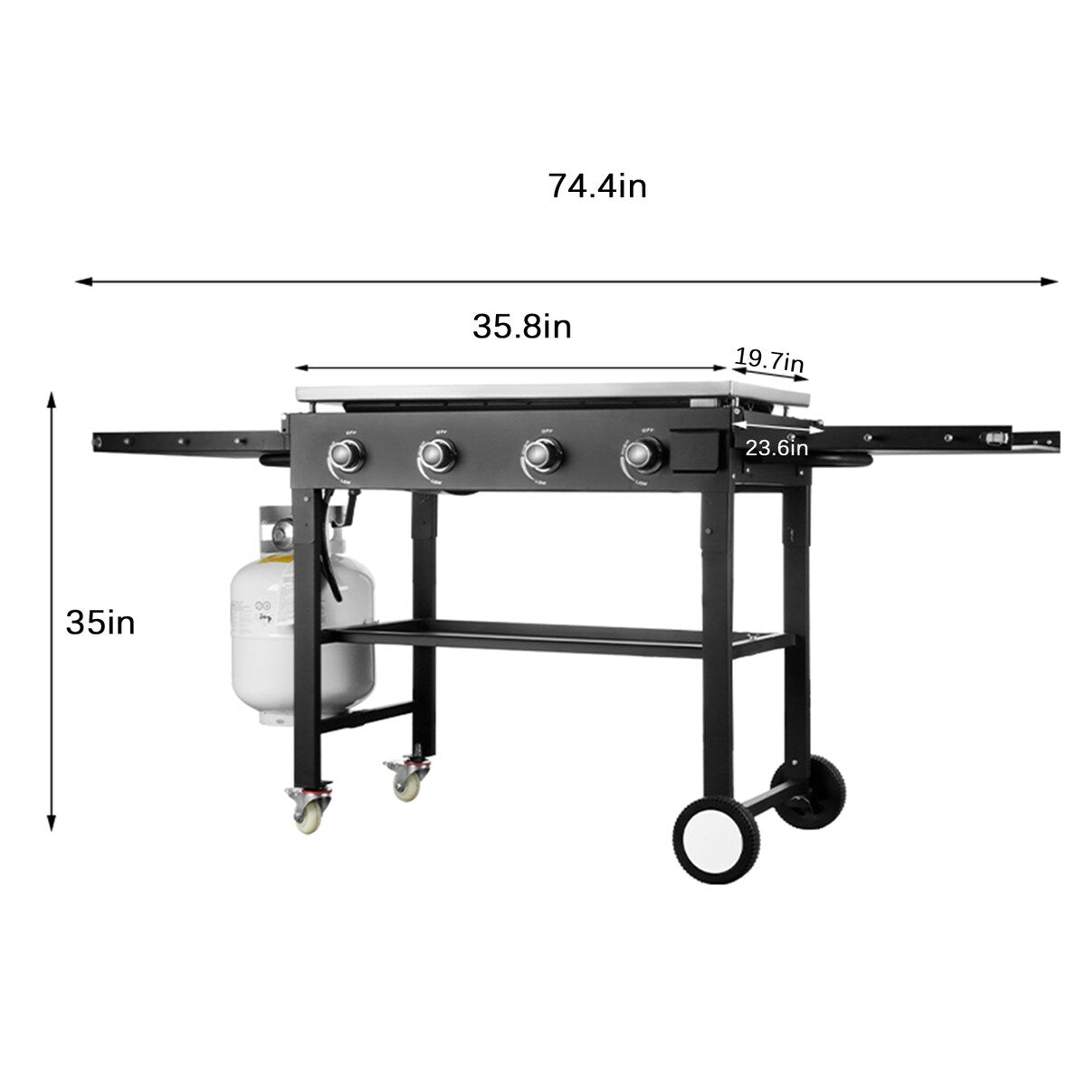 SUGIFT 4 Burner Flat Top Propane Gas Grill in Black
