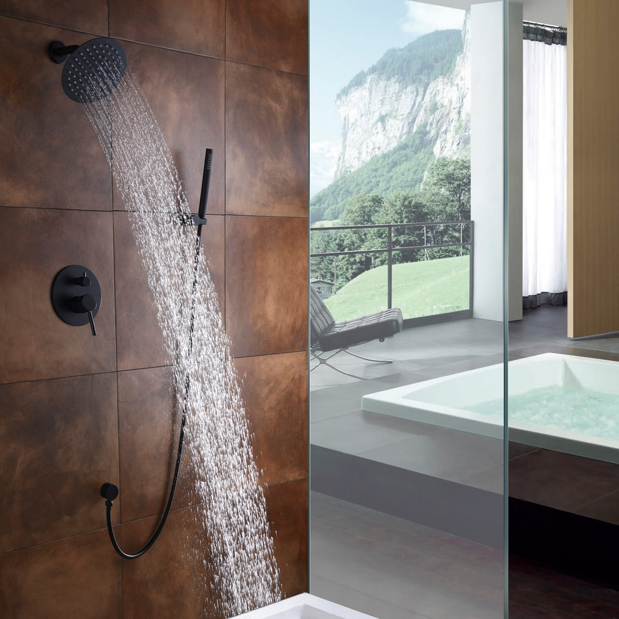 SUMERAIN Matte Black Shower Faucet Set System