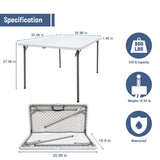 SUMKEA 3ft Square Banquet Folding Table for Indoor and Outdoor, White