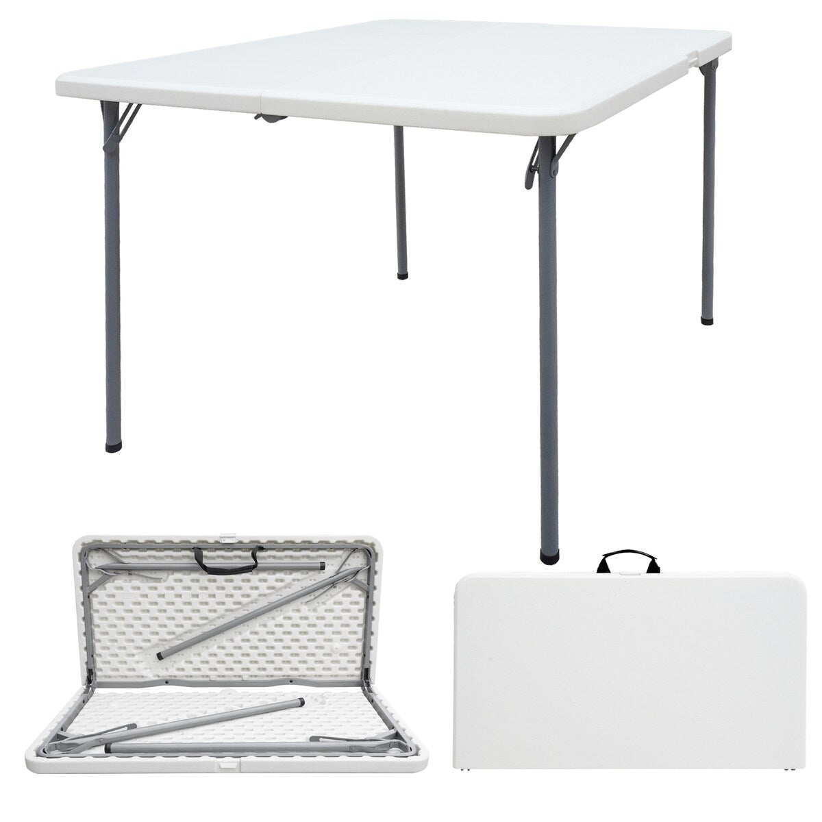 SUMKEA 3ft Square Banquet Folding Table for Indoor and Outdoor, White