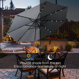 SUNBRANO 9ft Patio Umbrella with Bluetooth Speaker and Solar Lights