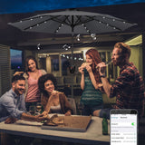 SUNBRANO 9ft Patio Umbrella with Bluetooth Speaker and Solar Lights